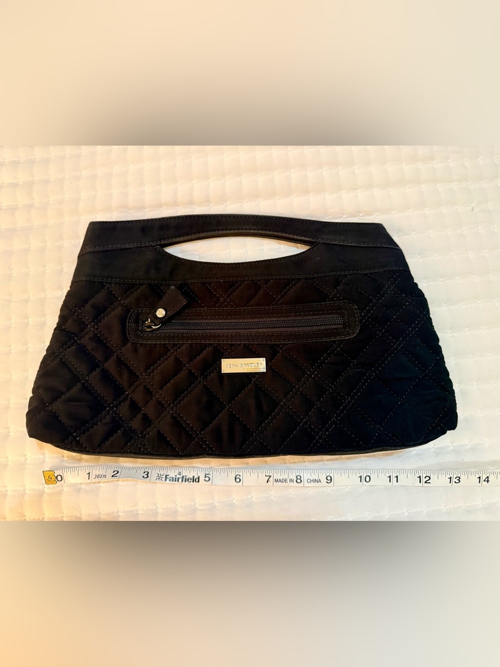 Vera Bradley Classic Black Quilted Microfiber Clutch Handbag